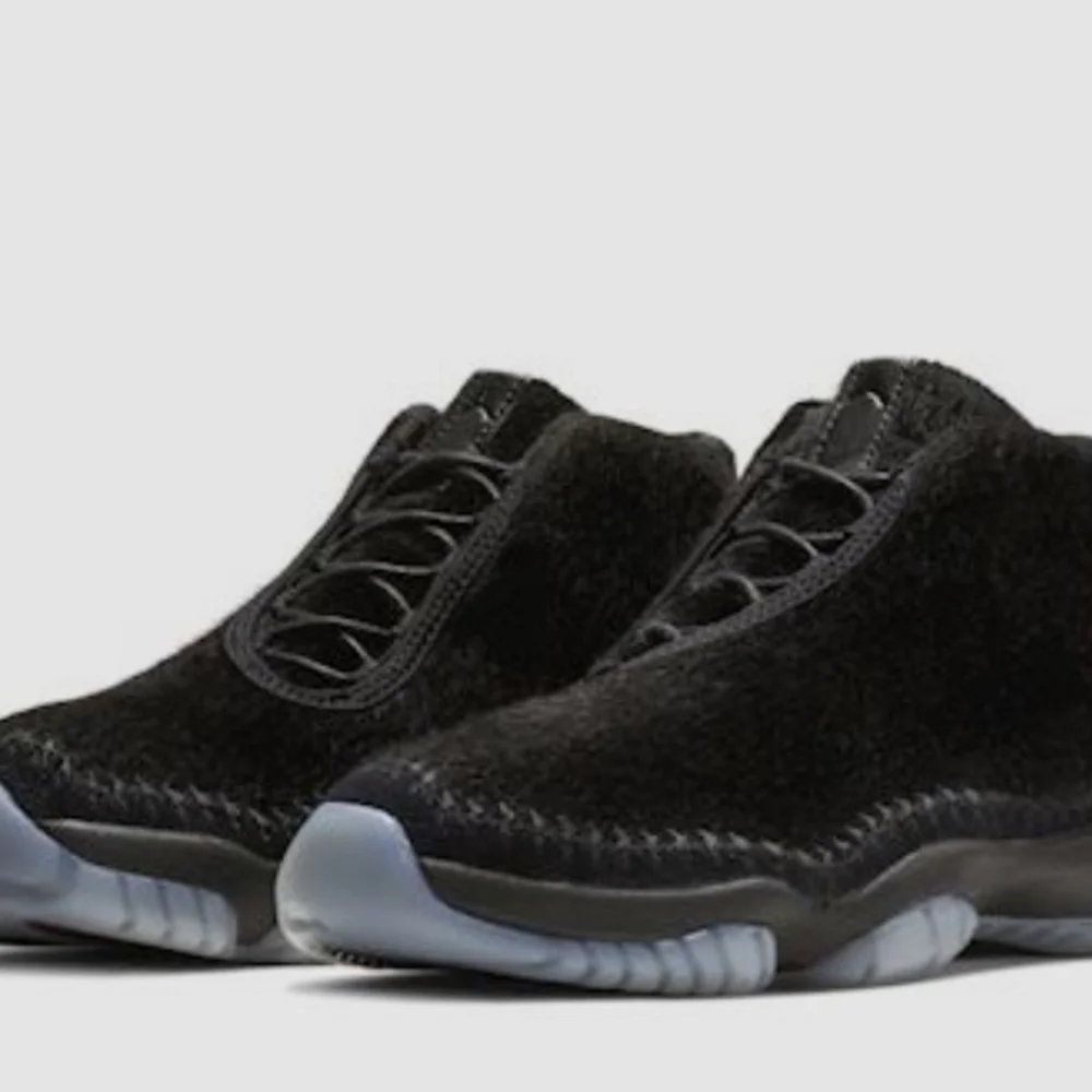 Jordan Black Sneakers with Suede Upper and Textured Midsole